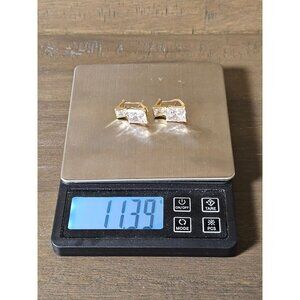 10K Yellow Gold Cubic Zirconia Plug Earrings 11.39g